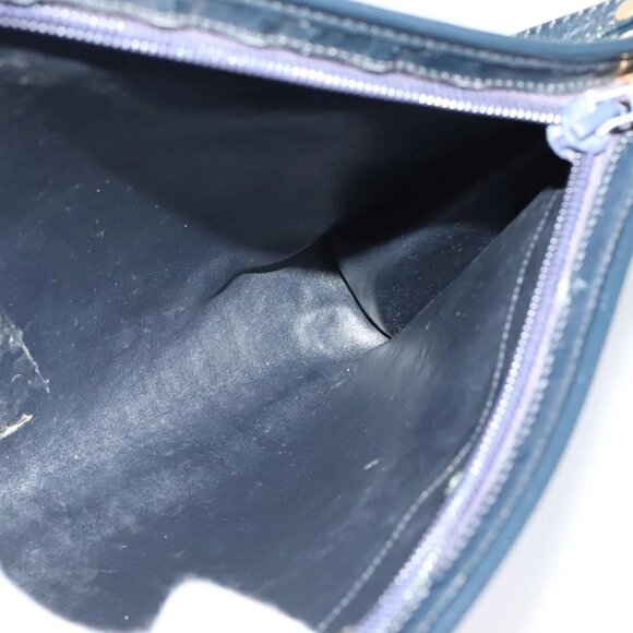 Christian Dior Trotter Canvas Shoulder Bag Navy Gold Auth 120603 - Picture 15 of 16